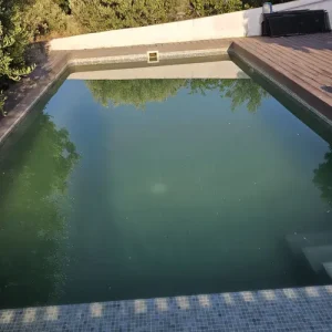 piscina con agua verde detectada para recuperación